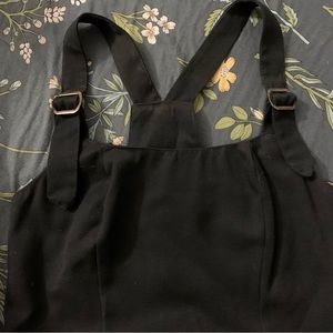 90s black overall dress 🖤 vintage apron dress